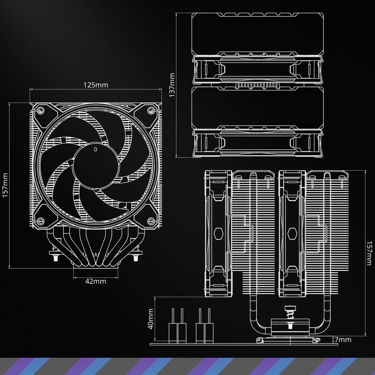 Cooler Master Hyper 622 Halo White Dual Tower CPU Air Cooler, 120 Halo² PWM Fan, Dual Loop ARGB, 6 Copper Heat Pipes, Nickel-Plated, 154mm Tall, AMD Ryzen AM5|AM4, Intel LGA 1851|1700|1200 Brackets