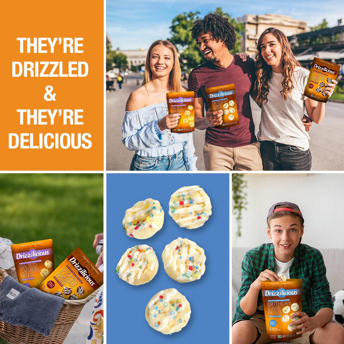 Drizzilicious Mini Rice Cakes Birthday Cake - Rice Crisps, Healthy Snack for Adults and Kids, Flavored Rice Cakes, Vegan, Gluten Free, Allergen Free, Only 90 Calories Per Serving - 4 oz (Pack of 2)