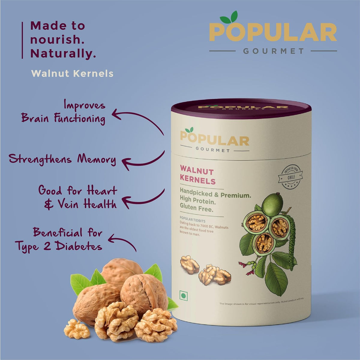 Popular Gourmet Walnut Kernel 250g - Pure & Natural Akhrot giri with Omega 3 and Immunity Booster without shell, Dry fruits, Rich in Proteins & Antioxidants