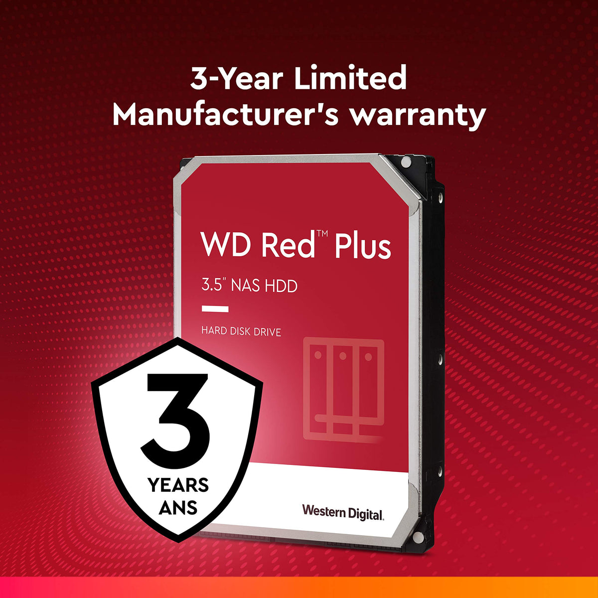 Western Digital 3TB WD Red Plus NAS Internal Hard Drive HDD - 5400 RPM, SATA 6 Gb/s, CMR, 256 MB Cache, 3.5" -WD30EFPX