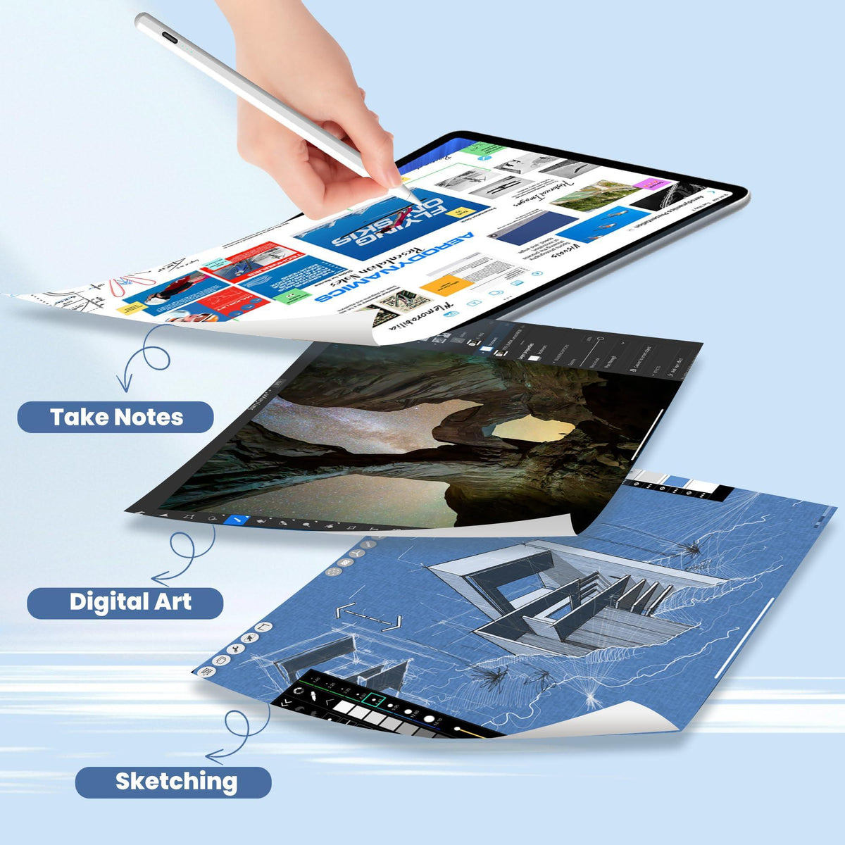 Pencil for Apple iPad A16 10th Generation, Fast Charge Stylus Pen for 2025-2018 iPad A16/11-6th Gen, Air 11"/13" M3/M2/5th-3rd, Pro 13"/11"/M4/12.9", Mini A17 Pro/6/5th Palm Rejection Tilt Sensitivity