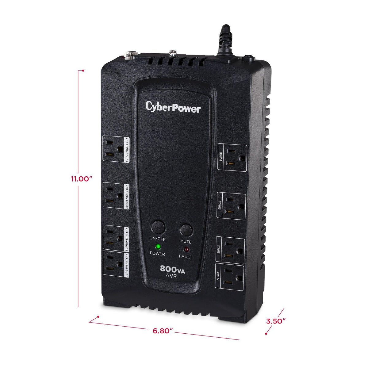 CyberPower CP800AVR AVR UPS Battery Backup and Surge Protector, 800VA/450W, 8 Outlets, Compact, UL Certified
