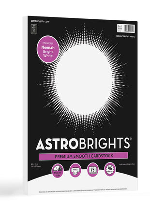 Astrobrights/Neenah Bright White Cardstock, 8.5" x 11", 65 lb/176 gsm, White, 75 Sheets (90905-02) - Packaging May Vary
