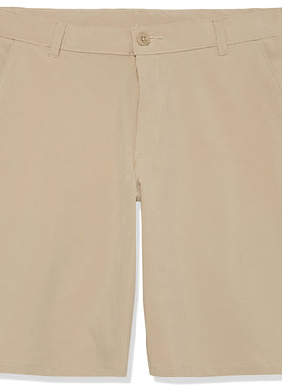 IZOD Boys' School Uniform Flat Front Khaki Shorts, Moisture Wicking Performance Fabric, Wrinkle & Fade Resistant, 12