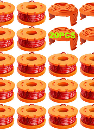 20 Pack Trimmer Spool Line for Worx,(WA0010)Replacement Trimmer Spool Line for Worx,Trimmer Line Refills 0.065 inch for Worx,Suitable for Worx String Trimmers(16 Pack Grass Trimmer Line,4 Trimmer Cap)