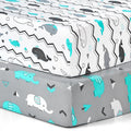 Pack n Play Sheets, BROLEX 2 Pack Mini Crib Sheets,Stretchy Portable Fitted Playard Sheet Set, Convertible Playard Mattress Cover,Ultra Soft Breathable Material,Elephant Whale