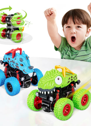 LODBY Dinosaur Toys for 2 3 4 5 Year Old Boys - Monster Truck Toys for Toddlers Boys Ages 2-4-6 - Push and Go Cars Dinosaur Toys for Kids 3-5 Year Old Boy Christmas Birthday Gifts