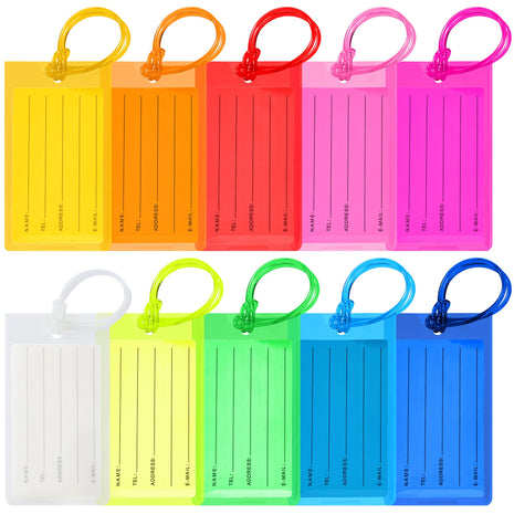 10 Pack Luggage Tags for Suitcases, Airplane Travel Essentials | International Vacation Must Haves, Name Tags for Home & Office Accessories, and Travel Gift Ideas
