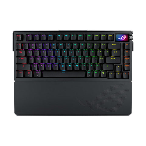 ROG Azoth Extreme 75 Custom Gaming Keyboard, Aluminum Chassis, Carbon Fiber Positioning Plate, Adjustable Gasket Mount, Three-Layer Dampening, Color OLED Touchscreen, ROG NX Snow Switches, PBT Keycaps
