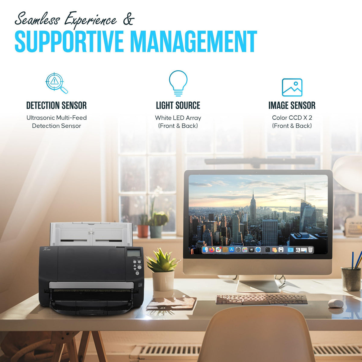 FI-7160 Fujitsu Document Scanner - Duplex - Scanners for Computers with 24V & USB 3.0 Cable, 8.5 X 14 in, 600 DPI, 60 PPM (Mono/Color), ADF, 4000 Scans Per Day (Renewed)