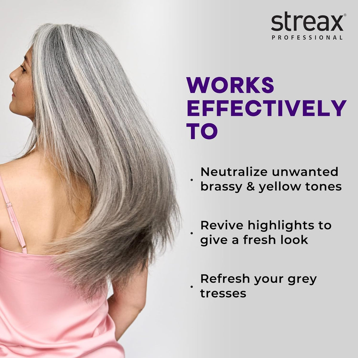 Streax Professional Yellow Deleted! Purple Shampoo, 300 ml I For Prelightened, Blonde & Grey Hair I Sulphate & Paraben Free