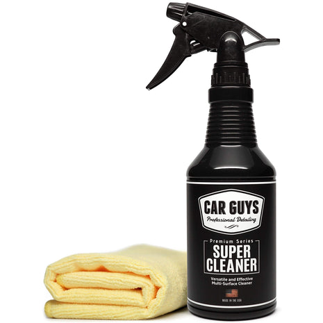 CAR GUYS Interior Car Cleaner for Tough Stains | Stain Remover for Car Seats, Carpet, Upholstery, & Leather | 18 Oz Kit with Microfiber Towel