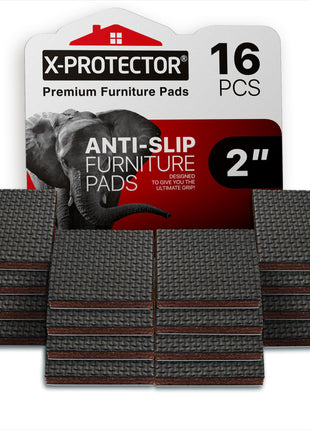 X-PROTECTOR Non Slip Furniture Pads - 16 Premium Furniture Grippers 2"! | Self-Adhesive Rubber Feet Furniture Feet - Ideal Non Skid Furniture Pad Floor Protectors - Keep Furniture in Place!