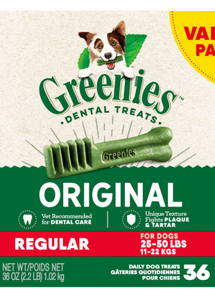 Greenies Original Regular Dental Dog Treats, 36 oz. Pack (36 Treats)