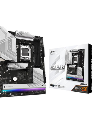 ASRock AMD AM5 B850 Pro RS Motherboard, AMD Ryzen 9000/8000/7000 Series, 4X DDR5 Slots up to 8000MHz, 24-Pin Power Connection, ATX, 21x USB Ports, PCIe 5.0