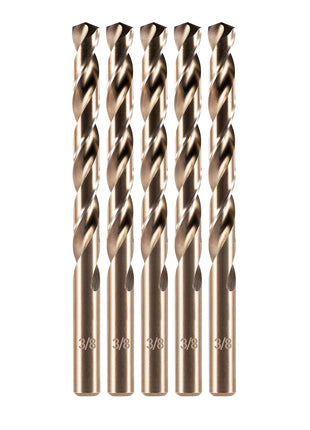 amoolo 3/8" Cobalt Drill Bit(5Pcs), M35 HSS Metal Drill Bit Set for Hard Metal, Stainless Steel, Cast Iron