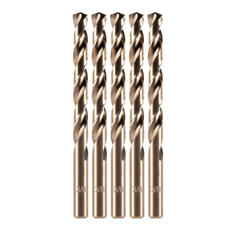 amoolo 3/8" Cobalt Drill Bit(5Pcs), M35 HSS Metal Drill Bit Set for Hard Metal, Stainless Steel, Cast Iron