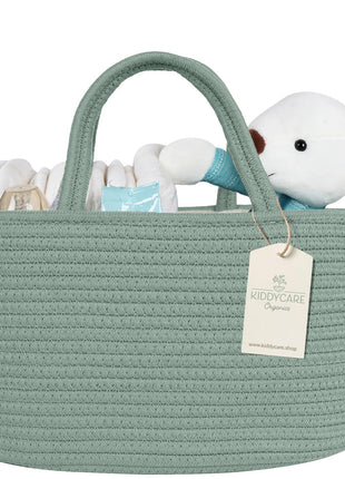 KiddyCare Diaper Caddy Organizer for Baby Nursery Basket with Handle Lid | Nursing bag with Changing Table Organizer Cart | Newborn Caddy | Grey Large size | Nursing bag with Changing Table Organizer Cart | Newborn Caddy