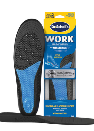 Dr. Scholl's Work All-Day Superior Comfort Insoles (with) Massaging Gel, Men, 1 Pair, Trim to Fit