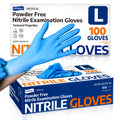 Supmedic Medical Nitrile Exam Gloves, Latex-Free, Powder-Free, Food Safe, Cooking Food Prep, Disposable Gloves, Blue, 100 Pcs (Large)