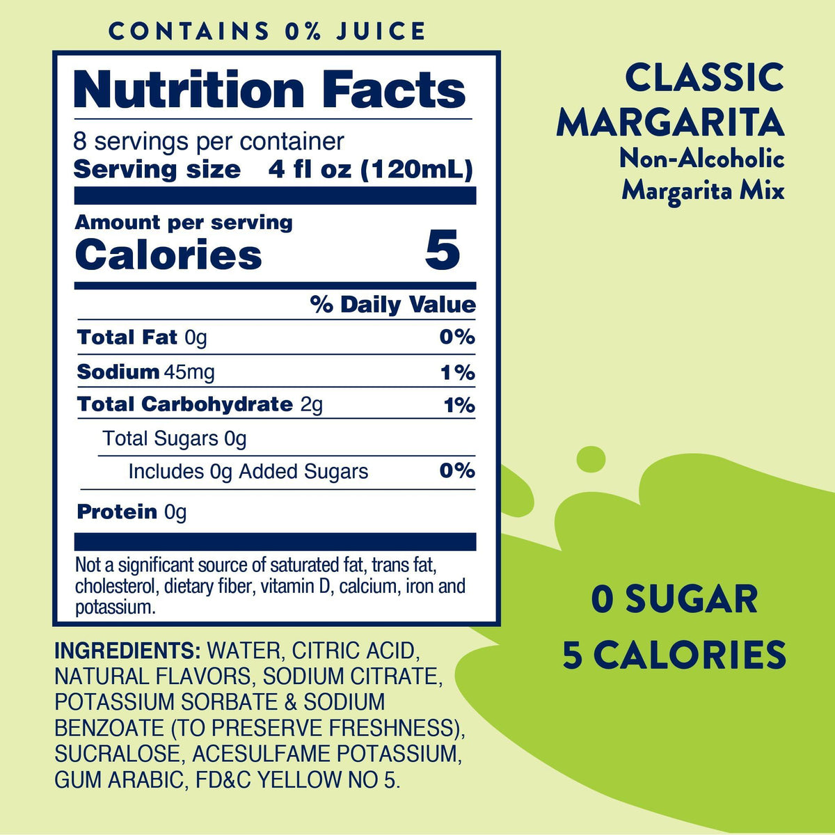 Jordan's Skinny Mixes Sugar Free Margarita Mix, Flavored Cocktail Mixer for Drinks, Fresh Lime Drink Flavoring for Cocktails & Mocktails, Low Calorie, Gluten Free, Keto Friendly, 32 Fl Oz, 1 Pack