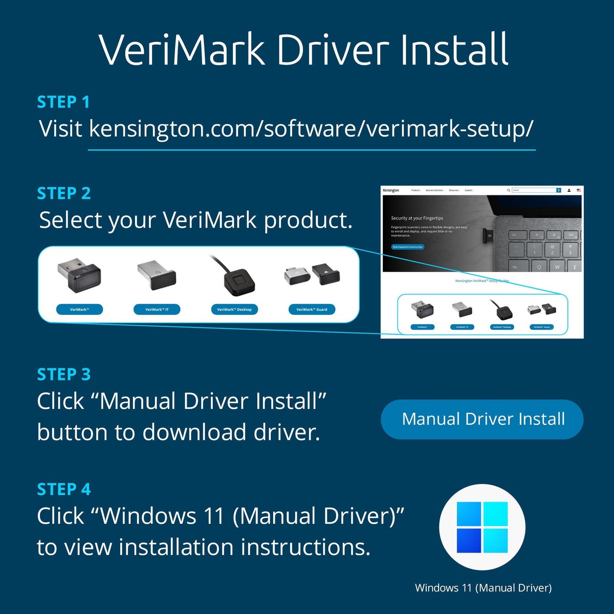 Kensington VeriMark™ Gen2 USB-A Fingerprint Key Reader - Windows Hello & Windows Hello for Business, Tap and Go, Anti-Spoofing (K64704WW)