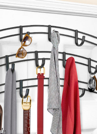 LYNK Professional® HomeTM Over the Door Hooks - 14 Hook – Over the Door Coat Rack - Over the Door Hanger - Hanging Towels or Clothes - Bathroom, Bedroom, Laundry Room - Lifetime Ltd. Warranty, Black