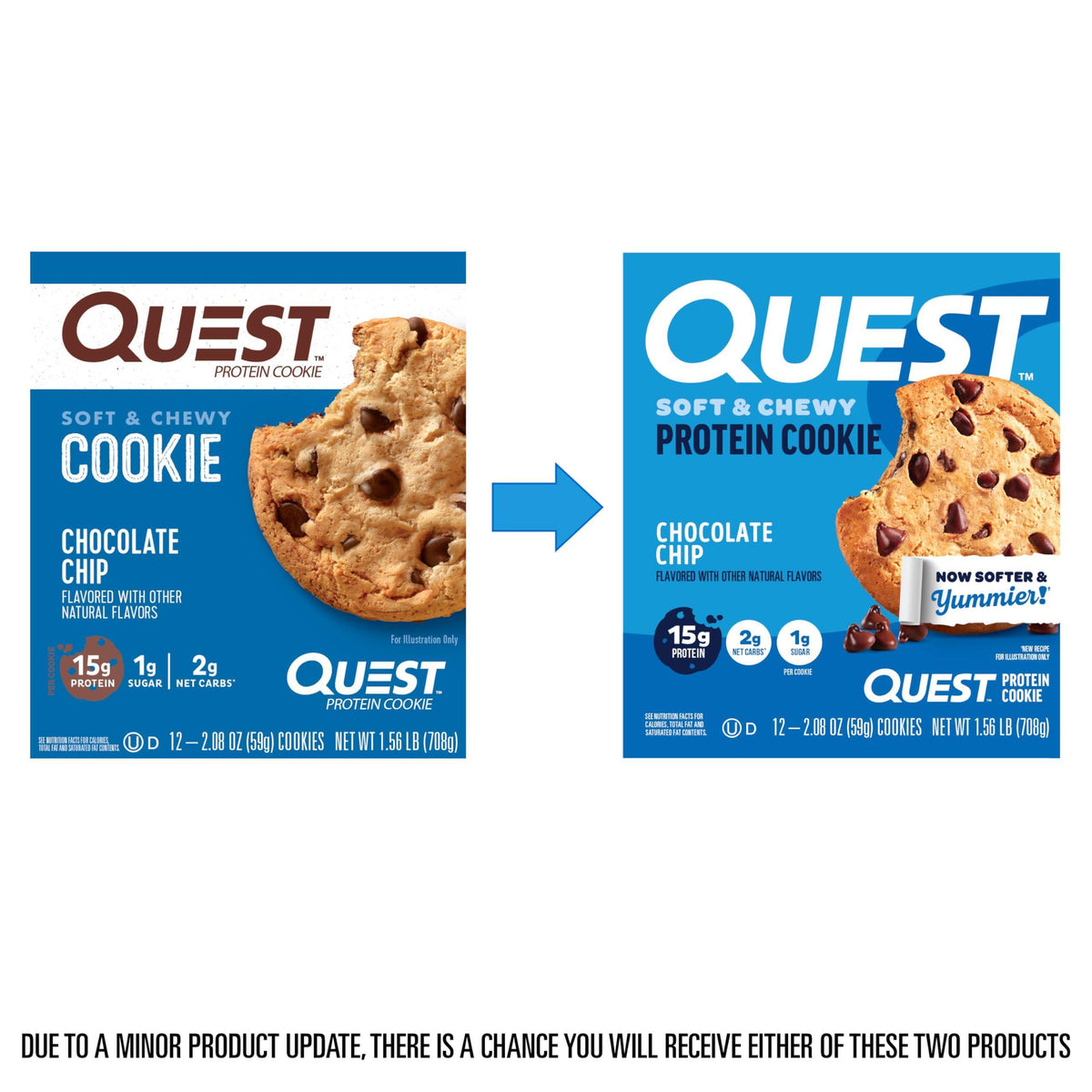 Quest Nutrition Chocolate Chip Protein Cookie, 15g Protein, 1g Sugar, 2g Net Carbs, Keto Friendly, High Protein, Low Carb; 12 Count
