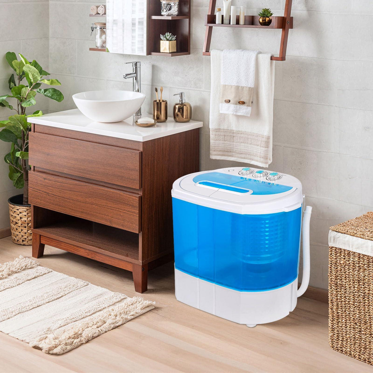 ZenStyle Portable Washer Compact Twin Tub 9.9 LB Mini Top Load Washing Machine Washer/Spinner w/ 6.57 FT Inlet Hose