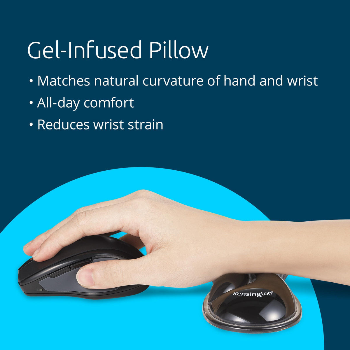 Kensington Slim Duo Gel Mouse Wrist Rest Support Cushion for Low Profile Mice & Trackballs, Ergonomic Mouse Wrist Support for Pain Relief, Comfortable Non-Skid Gel, Gray 7.56" x 2.83" x 0.87" K62438NA