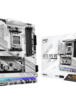 ASRock X870 Pro RS AMD Ryzen Socket AM5 ATX Motherboard DDR5 DIMMs 8000 MHz 256 GB PCIe Gen5 SATA3 6.0 Gb/s