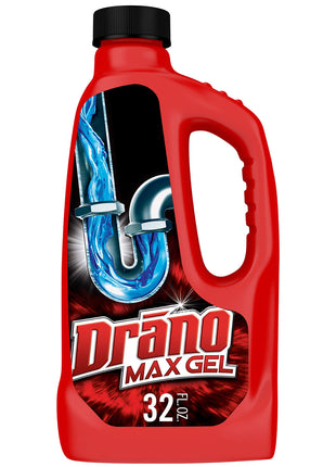 Drano Max Gel Drain Clog Remover and Cleaner for Shower or Sink Drains, Unclogs and Removes Hair, Soap Scum, Blockages, 32 oz