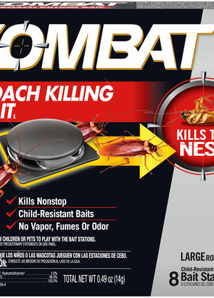 Combat Roach Killing Bait, Roach Bait Station For Large Roaches, Kills The Nest, Child-Resistant, 8 Count,Insects