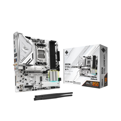 ASRock B850M Steel Legend WiFi Micro-ATX AM5 Motherboard: Ryzen 9000/8000/7000, DDR5 8000+ OC, PCIe 5.0 x16, WiFi 7, 3X M.2 (1x Gen5), USB 3.2 Gen2 Type-C, BIOS Flashback