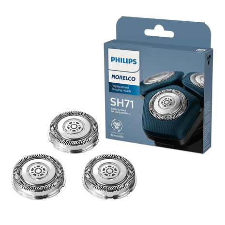 Philips Norelco Genuine Replacement Heads, 3 Count | 45 Self Sharpening SteelPrecision blades, Compatible with Series 5000 & 7000, SH71/52