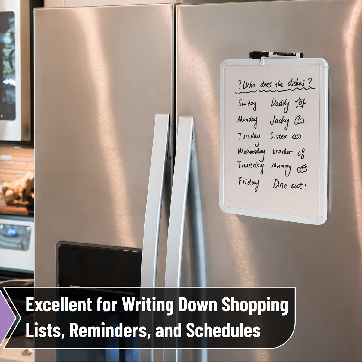 Mr. Pen- Dry Erase Board, 14” x 11” with a Black Dry Erase Marker, Small Mini White Board for Students
