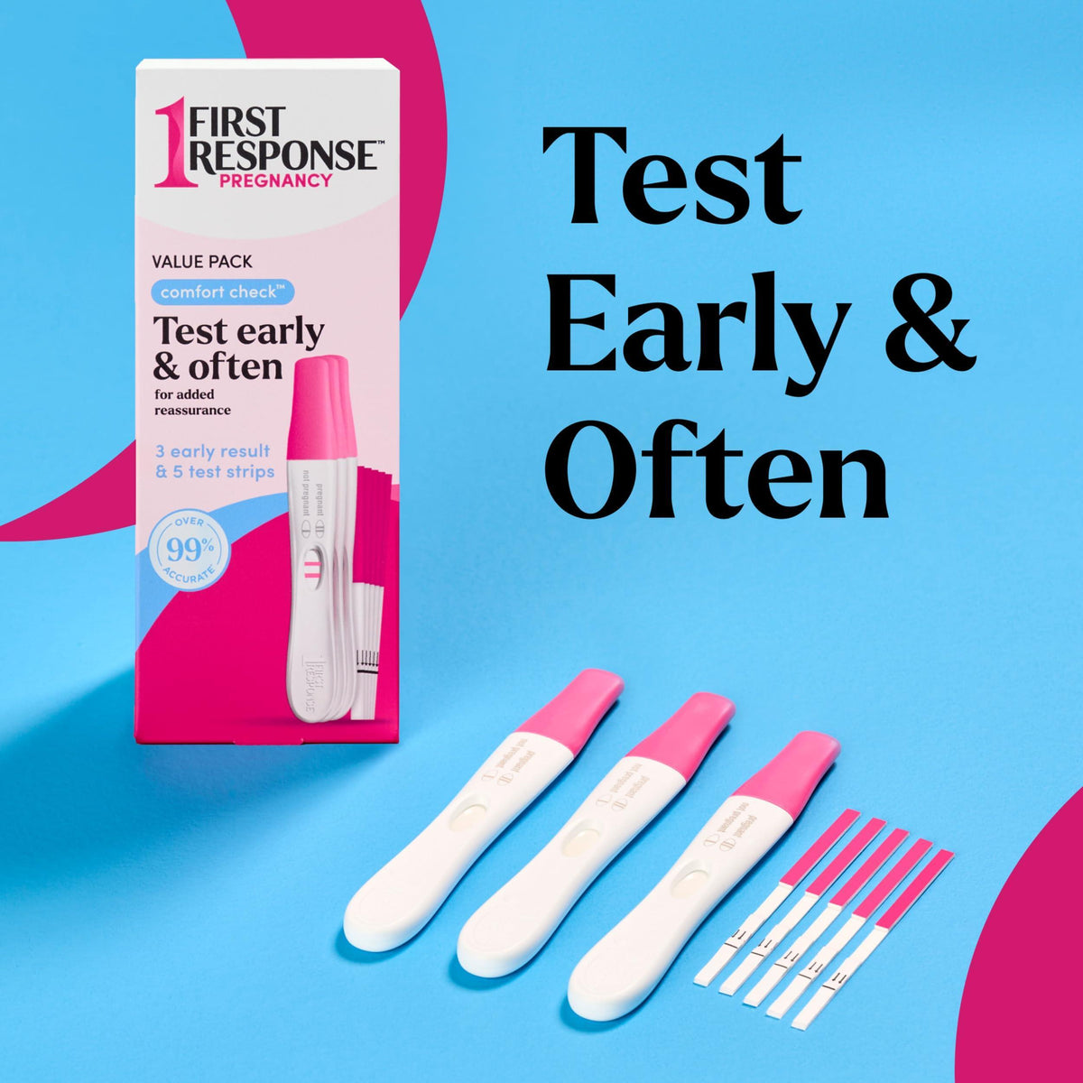 FIRST RESPONSE Comfort Check Pregnancy Test, 8 Count, Pink & White