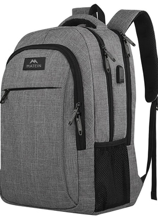 MATEIN Travel Laptop Backpack, Business Anti Theft Slim Sturdy Laptops Backpack with USB Charging Port, Water Resistant College School Computer Bag Gift for Men & Women Fits 15.6 Inch Notebook, Grey