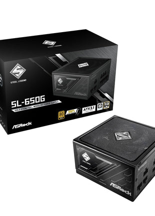 ASRock Steel Legend 650W Power Supply ATX 3.1 PCle iCOOL Full Modular 10 Years Warranty 135 mm FDB Fan SL-650G 80 Plus Gold Cybenetics Platinum Japanese Capacitor 5V Boost