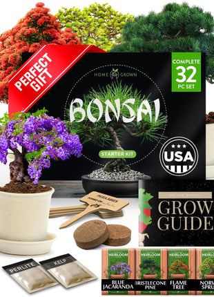 Bonsai Tree Kit Gifts for Men & Women - Grow 4 Bonsai Trees - Unique Gardening Crafts for Adults, DIY Hobbies for Plant Lovers & Gardeners - Unusual Christmas Gift Ideas for Mom & Dad