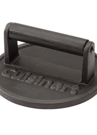Cuisinart 6.5 inch Cast Iron Smashed Burger Press, Round Flat Edge Grill Press for Crispy Smash Burgers, Burger Tool for Grill and Griddle Accessories, for BBQs and Tailgates