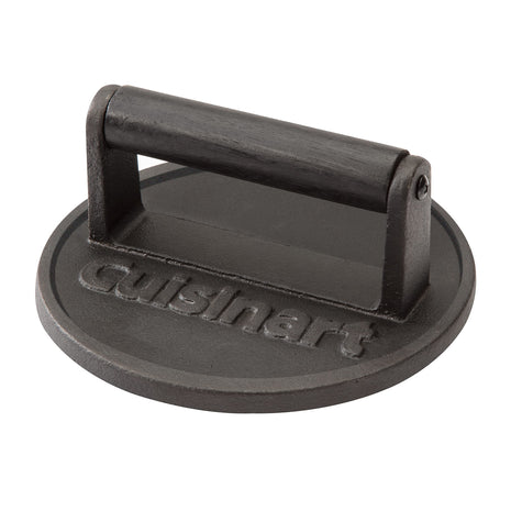 Cuisinart 6.5 inch Cast Iron Smashed Burger Press, Round Flat Edge Grill Press for Crispy Smash Burgers, Burger Tool for Grill and Griddle Accessories, for BBQs and Tailgates