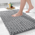 Yimobra Bathroom Rugs Non Slip Washable 24x17 Inch - Ultra Soft Absorbent Chenille Bath Mat, Quick Dry Shaggy Floor Carpet for Tub Shower, Gray Home Decor Accessories