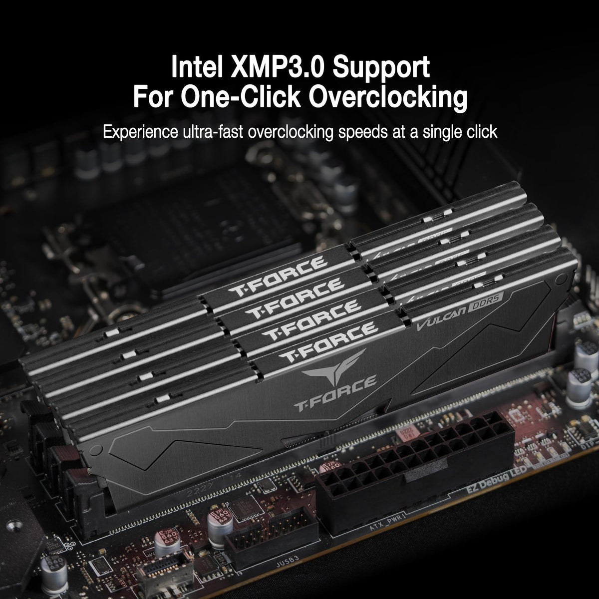 TEAMGROUP T-Force Vulcan DDR5 32GB (2x16GB) 6000MHz (PC5-48000) CL38 Desktop Memory Module Ram (Black) for Chipset 600 700 Series XMP 3.0 Ready - FLBD532G6000HC38ADC01