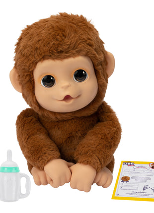 Little Live Pets My Baby Monkey Mango, 50+ Sounds and Reactions, Plush Interactive Monkey Toy Set with Accessories, Interactive Pets for Kids Ages 4+