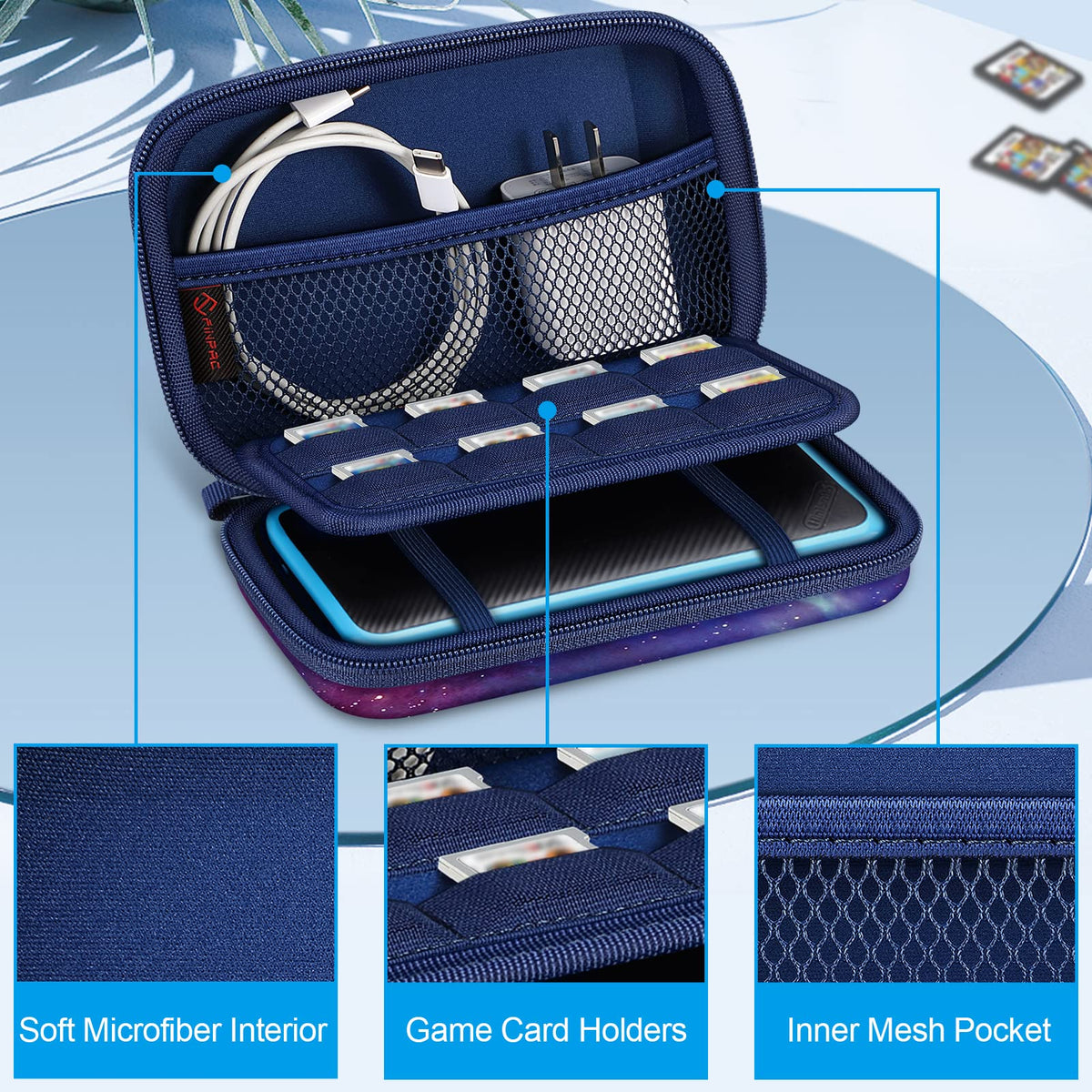 Fintie Carrying Case for Nintendo New 2DS XL LL/New 3DS / 2DS / 3DS XL LL, Protective Hard Shell Portable Travel Cover Pouch with Game Card Slots & Inner Pocket, Galaxy