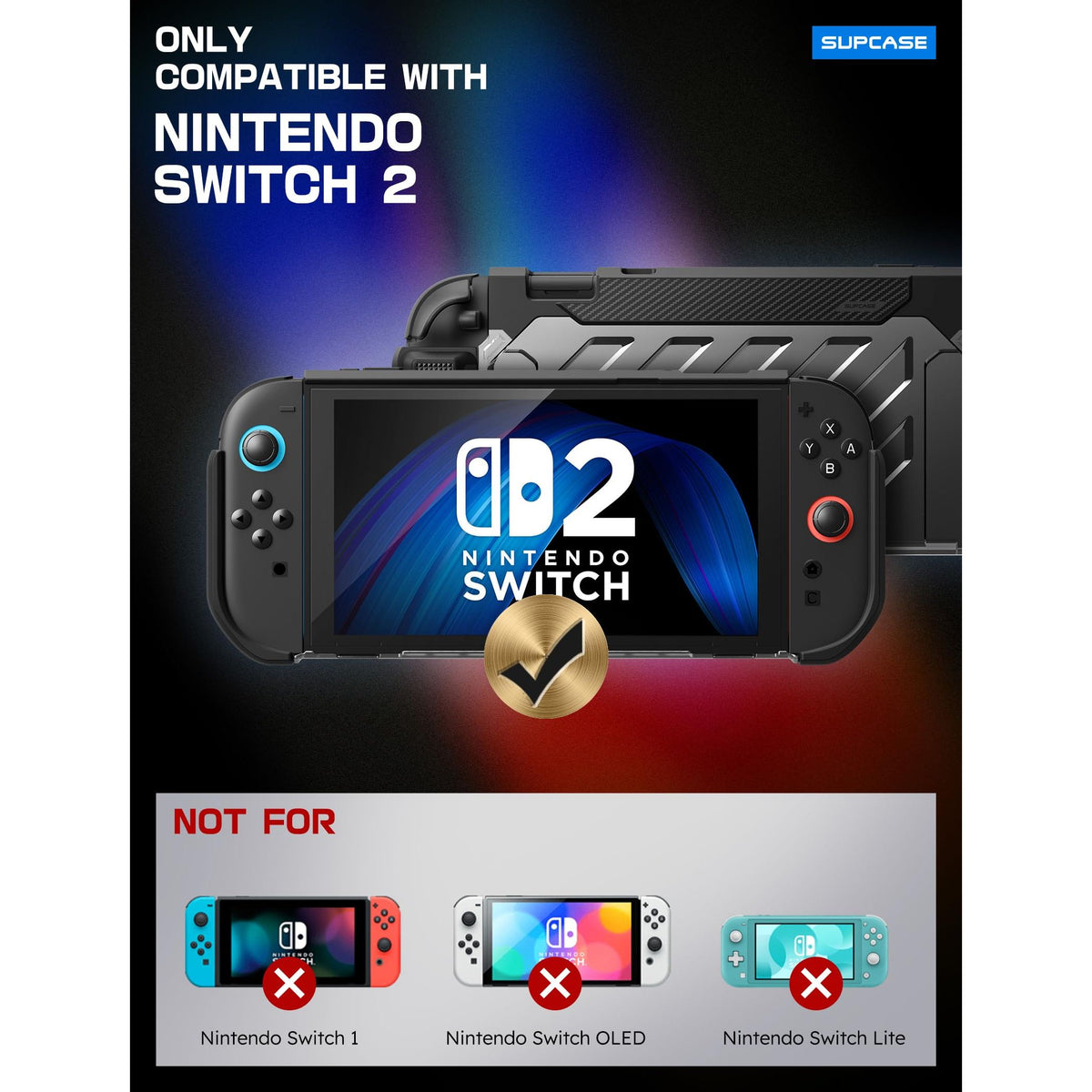 SUPCASE for Nintendo Switch 2 Case 2025 (Unicorn Beetle Pro), [Military-Grade Protection] [Magnetic Joy Con Controllers Friendly] Dockable Integrated Cover Accessories for Nintendo Switch 2, Black