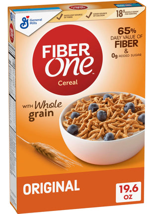 Fiber One Cereal, Original Bran, High Fiber Cereal Made with Whole Grain, 19.6 oz