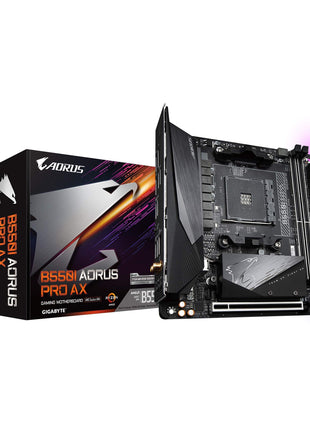 GIGABYTE B550I AORUS PRO AX AMD AM4 ITX Motherboard, Supports Ryzen 5000/4000/3000 Series, DDR4, 6+2 Power Phase, 2X M.2, PCIe 4.0, USB-C, WiFi 6, 2.5 GbE LAN, Q-Flash Plus, WiFi EZ-Plug, RGB Fusion