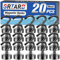 Grtard 20 Pack Black Magnetic Hooks Heavy Duty, 30LBS Magnet Hooks 2025 Cruise Cabin Ship Essentials, Strong Neodymium Magnets with Hook for Hanging, Kitchen, Workplace, School, Office-Diameter 16mm